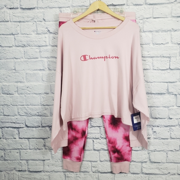 Champion Other - NWT Champion Pink tie-dye jogger sleep set